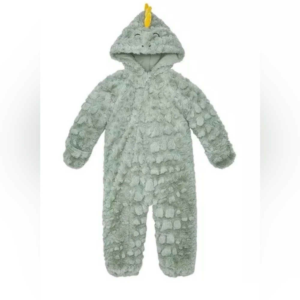Koala Baby 1-Piece Pram Suit Plush Hooded Fleece Jumper Green DINOSAUR, 18-24M